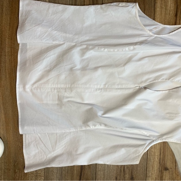 Ming Wang Sleeveless Zip-Up Stretch Cotton Shirt, White - Picture 6 of 12